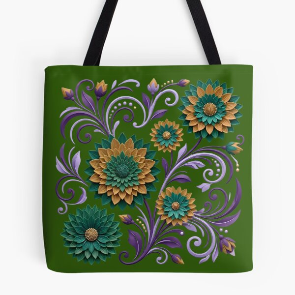 Item preview, Teal, Gold, and Purple Ornate Floral Filigree designed and sold by digitalbob60.