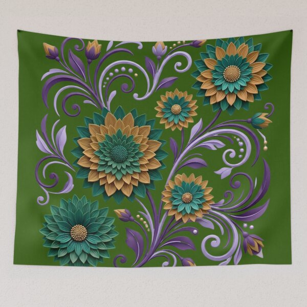 Item preview, Teal, Gold, and Purple Ornate Floral Filigree designed and sold by digitalbob60.