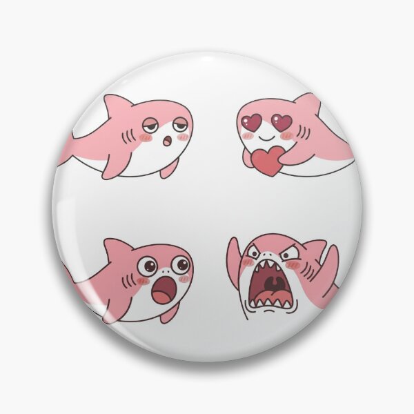 Item preview, Cute Pink Pastel Cartoon Shark Sticker Pack - Kawaii Vector Chibi Sharks designed and sold by Butterfly-Dream.