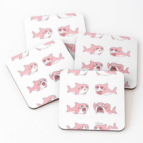 Item preview, Cute Pink Pastel Cartoon Shark Sticker Pack - Kawaii Vector Chibi Sharks designed and sold by Butterfly-Dream.