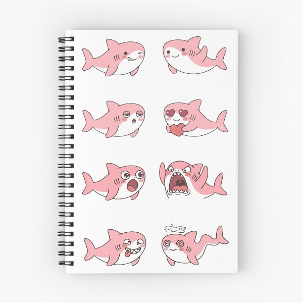 Item preview, Cute Pink Pastel Cartoon Shark Sticker Pack - Kawaii Vector Chibi Sharks designed and sold by Butterfly-Dream.
