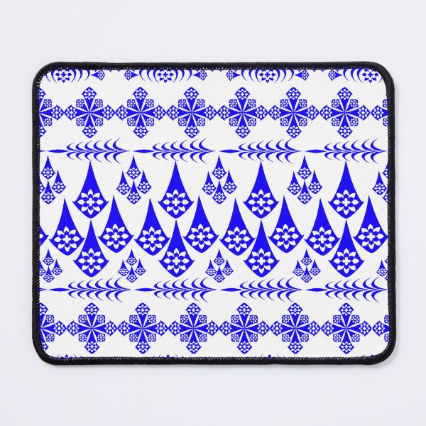 Item preview, Elegant Blue Waterdrop Floral Seamless Pattern with Geometric Folk Ornament for Textile, Wallpaper and Surface Design designed and sold by Ei-Ei.