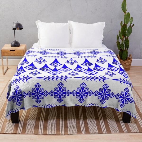 Item preview, Elegant Blue Waterdrop Floral Seamless Pattern with Geometric Folk Ornament for Textile, Wallpaper and Surface Design designed and sold by Ei-Ei.