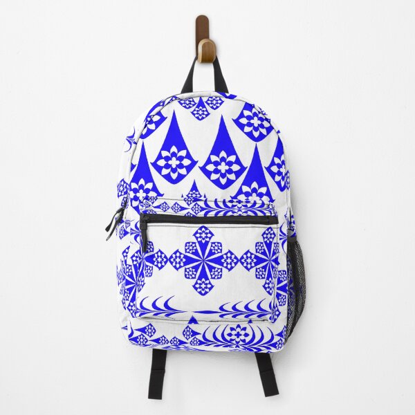 Item preview, Elegant Blue Waterdrop Floral Seamless Pattern with Geometric Folk Ornament for Textile, Wallpaper and Surface Design designed and sold by Ei-Ei.