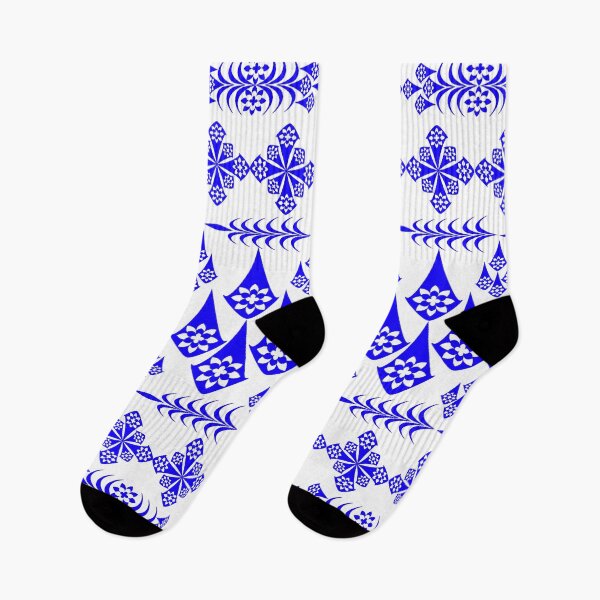 Item preview, Elegant Blue Waterdrop Floral Seamless Pattern with Geometric Folk Ornament for Textile, Wallpaper and Surface Design designed and sold by Ei-Ei.