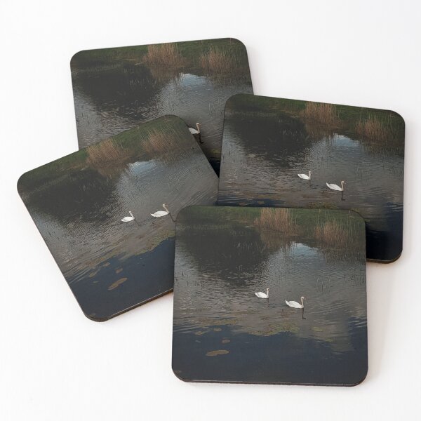 Item preview, Two Beautiful White Swans on a Dark Lake designed and sold by Madmazell-007.