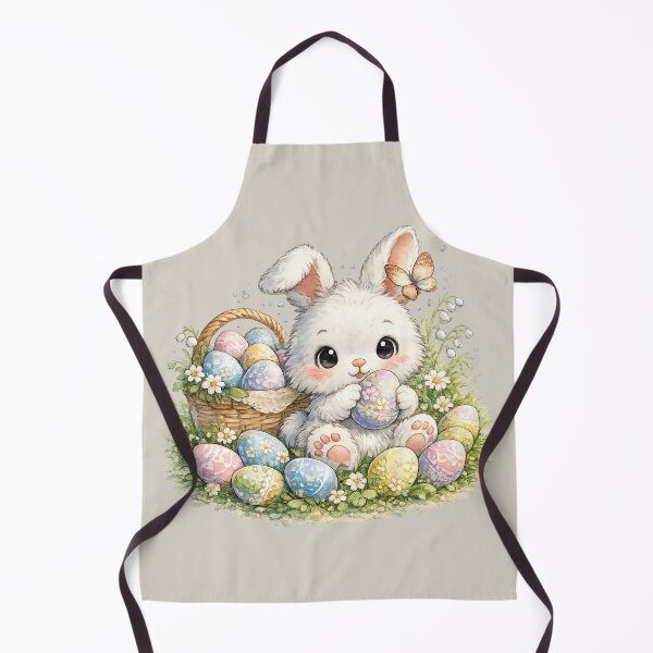 Item preview, Cute Easter Bunny Watercolor Illustration – Kawaii Rabbit Hiding Painted Eggs in Spring Garden designed and sold by MagicMakerPh.