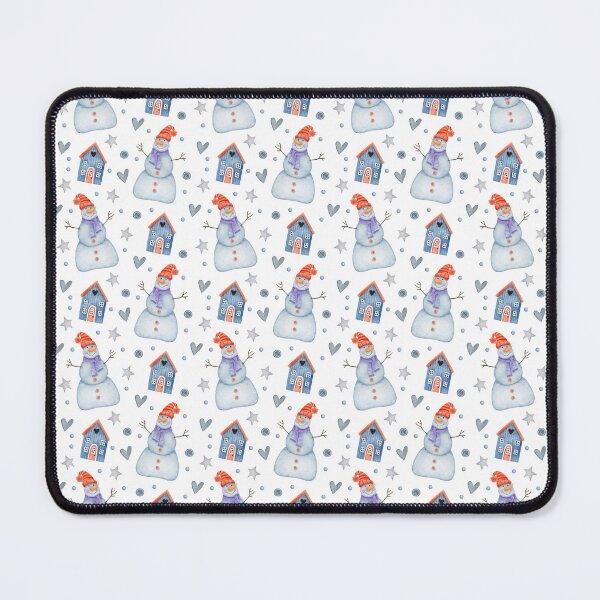 Item preview, Snowman and House on White Christmas Paper Pattern designed and sold by TeeGeeTees.