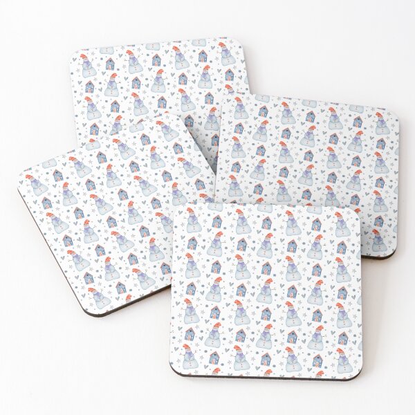 Item preview, Snowman and House on White Christmas Paper Pattern designed and sold by TeeGeeTees.