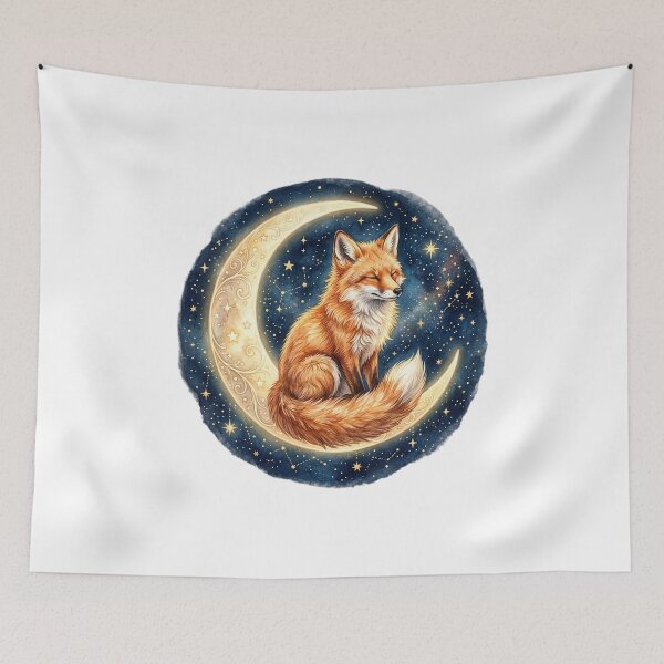 Item preview, Sleepy Fox Resting on Crescent Moon designed and sold by GrzywaM.