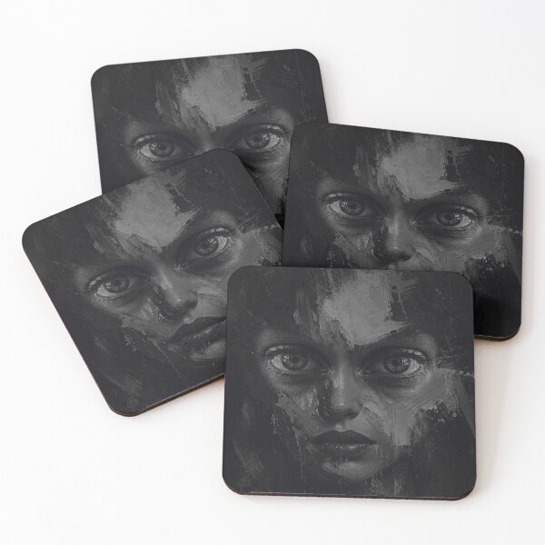 Item preview, Fractured Black Grunge Paint Portrait designed and sold by WitchyBotanicaArt.