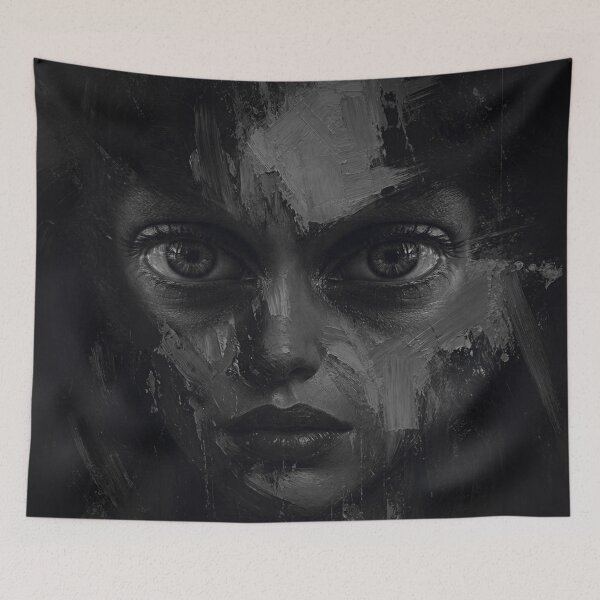 Item preview, Fractured Black Grunge Paint Portrait designed and sold by WitchyBotanicaArt.