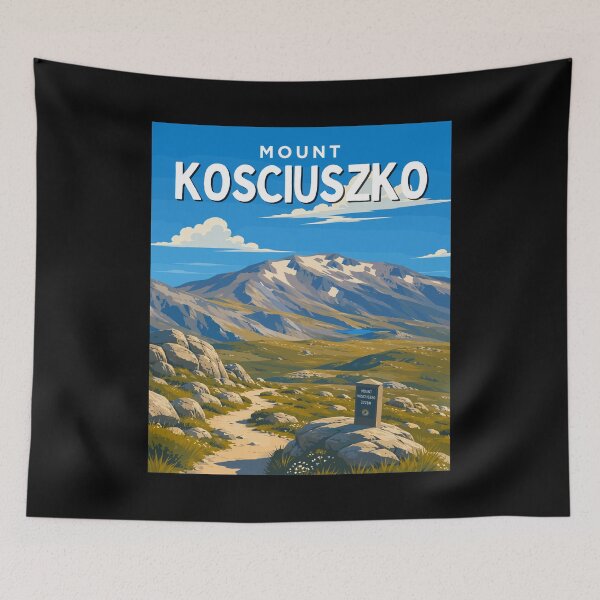 Item preview, Mount Kosciuszko in Australia, Vintage Art Travel Landscape designed and sold by MaateoDesign.