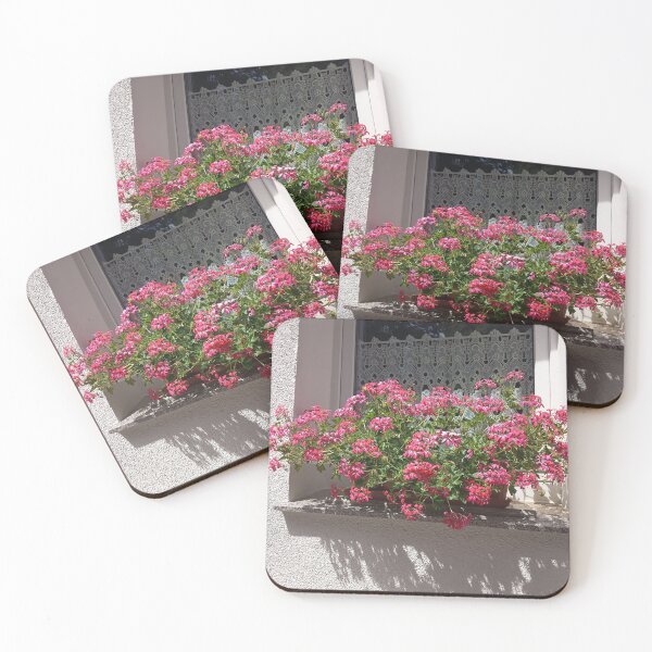 Item preview, Bright Pink Geranium Flowers Blooming on a Sunny Window Sill designed and sold by PhuongVoArt.
