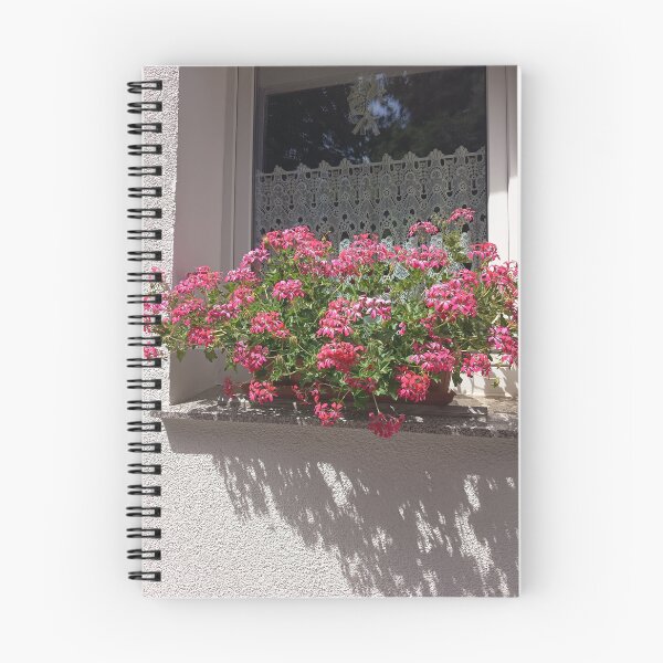 Item preview, Bright Pink Geranium Flowers Blooming on a Sunny Window Sill designed and sold by PhuongVoArt.