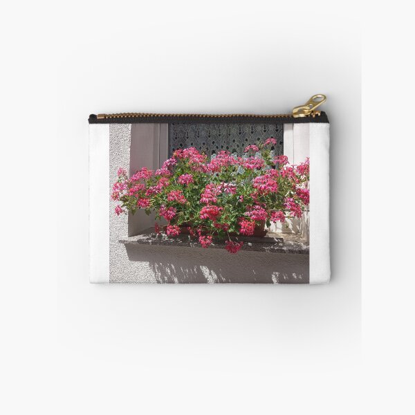 Item preview, Bright Pink Geranium Flowers Blooming on a Sunny Window Sill designed and sold by PhuongVoArt.