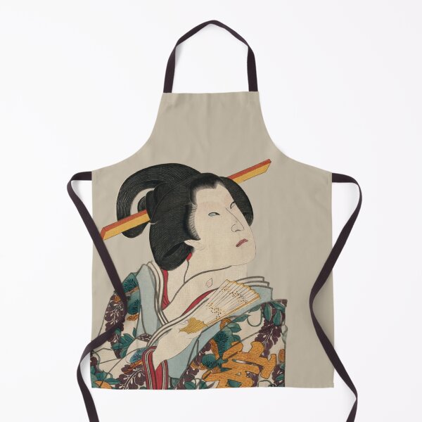 Item preview, Japanese Kabuki Actor - Modern Ukiyo-e Portrait - Japandi, greige designed and sold by Black Swallow.