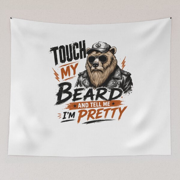 Item preview, Touch My Beard And Tell Me I'm Pretty Funny Bearded Man Biker designed and sold by RetroMini2026.