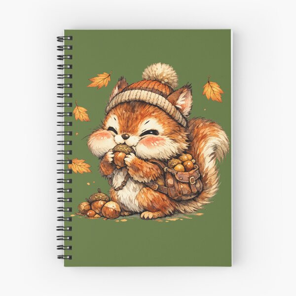 Item preview, Cute Autumn Squirrel Watercolor – Kawaii Woodland Squirrel Gathering Fall Acorns designed and sold by MagicMakerPh.