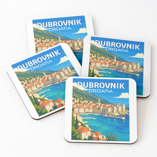 Item preview, Dubrovnik in Croatia (Balkans), Vintage Art Travel Landscape designed and sold by MaateoDesign.