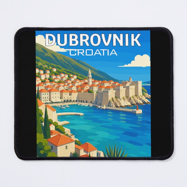 Item preview, Dubrovnik in Croatia (Balkans), Vintage Art Travel Landscape designed and sold by MaateoDesign.