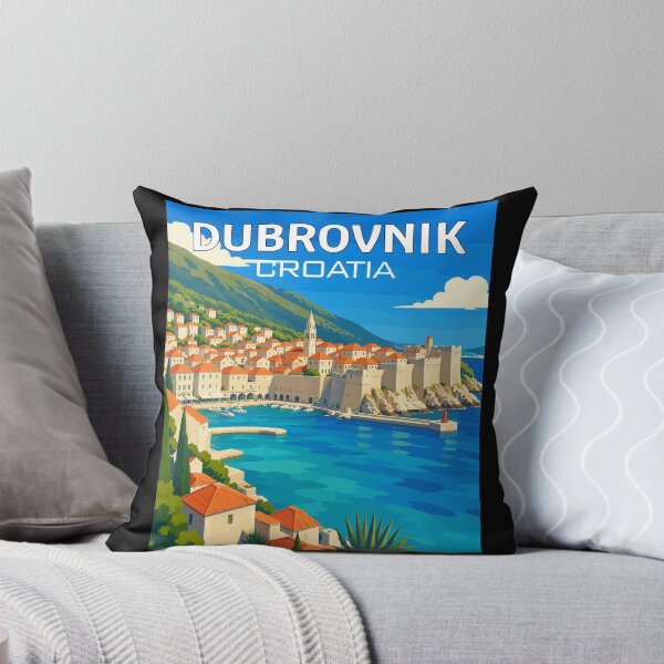 Item preview, Dubrovnik in Croatia (Balkans), Vintage Art Travel Landscape designed and sold by MaateoDesign.