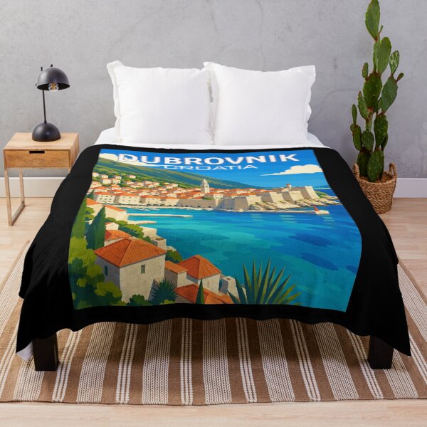 Item preview, Dubrovnik in Croatia (Balkans), Vintage Art Travel Landscape designed and sold by MaateoDesign.