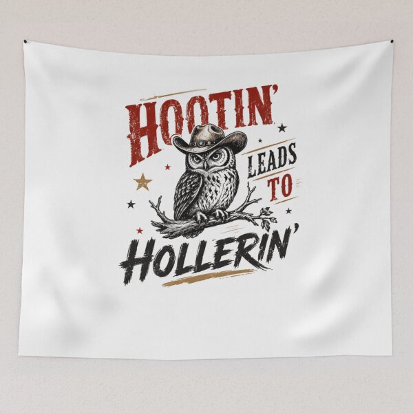 Item preview, Hootin' Leads To Hollerin' Owl Country Western Fan designed and sold by RetroMini2026.