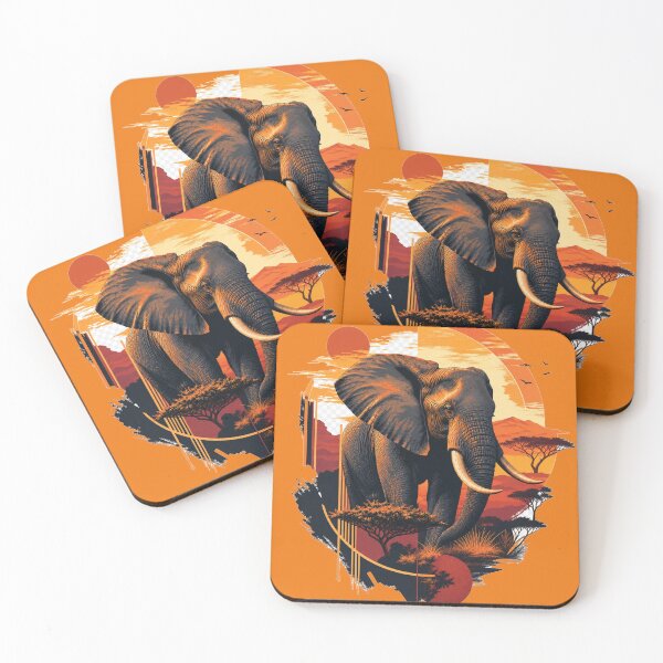 Item preview, Majestic African Elephant Serengeti Sunset Vector Art designed and sold by BLUESKY11a.