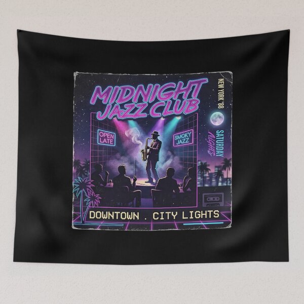 Item preview, Midnight Jazz Club - Retro Synthwave Neon City Lights Vintage Music designed and sold by SidTastic .