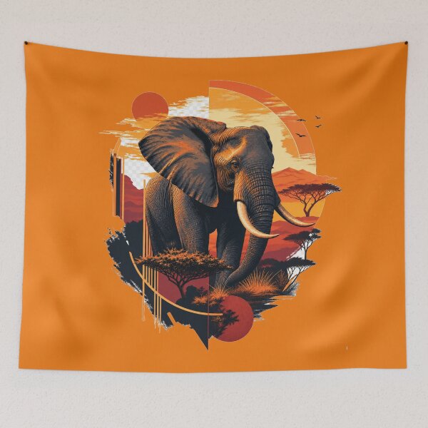 Item preview, Majestic African Elephant Serengeti Sunset Vector Art designed and sold by BLUESKY11a.
