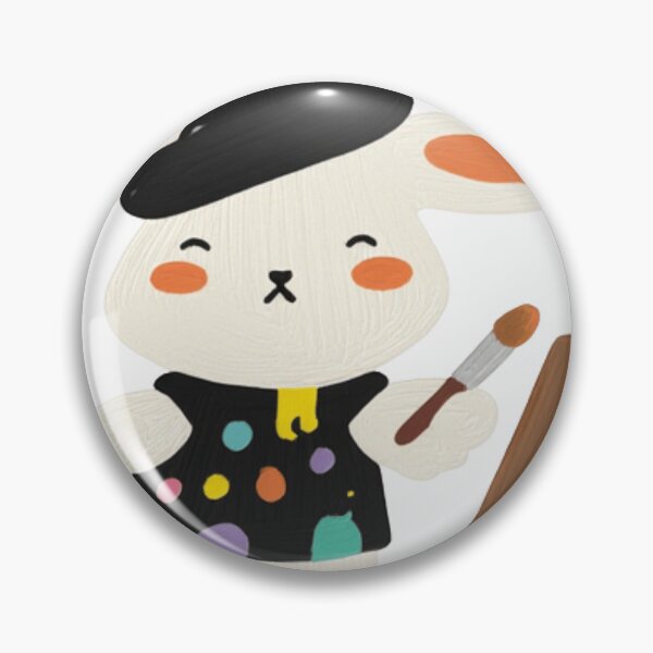 Item preview, Cute Bunny Artist with Paint Brush and Easel Illustration designed and sold by The Emoji Vibe.