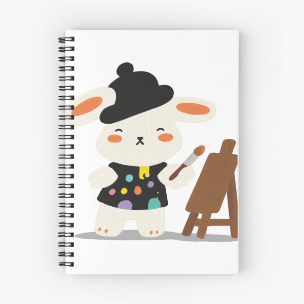Item preview, Cute Bunny Artist with Paint Brush and Easel Illustration designed and sold by The Emoji Vibe.