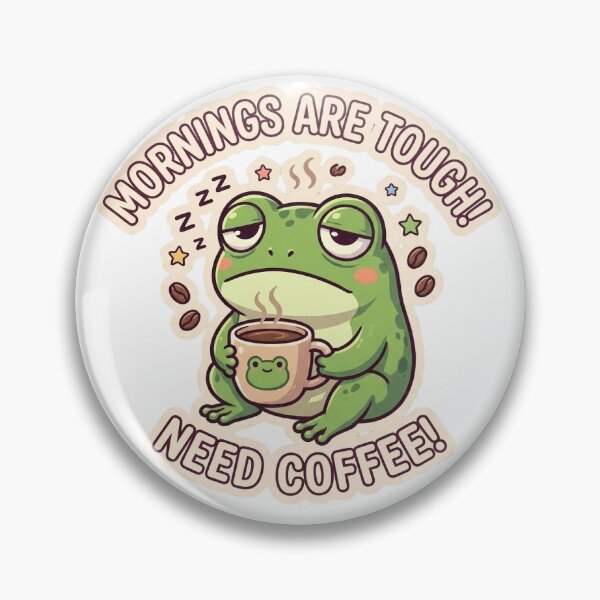 Item preview, Sleepy Frog Holding Coffee Morning Humor designed and sold by Trionda_Shop.