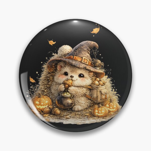 Item preview, Cute Halloween Hedgehog Watercolor – Kawaii Witch Hedgehog with Tiny Cauldron designed and sold by MagicMakerPh.