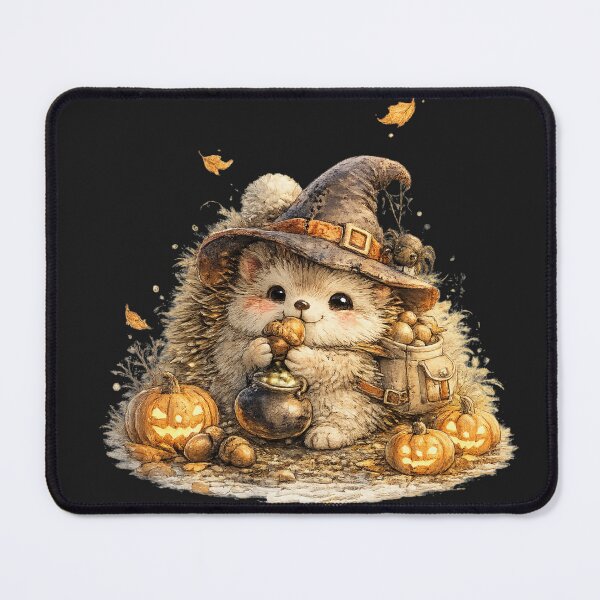 Item preview, Cute Halloween Hedgehog Watercolor – Kawaii Witch Hedgehog with Tiny Cauldron designed and sold by MagicMakerPh.