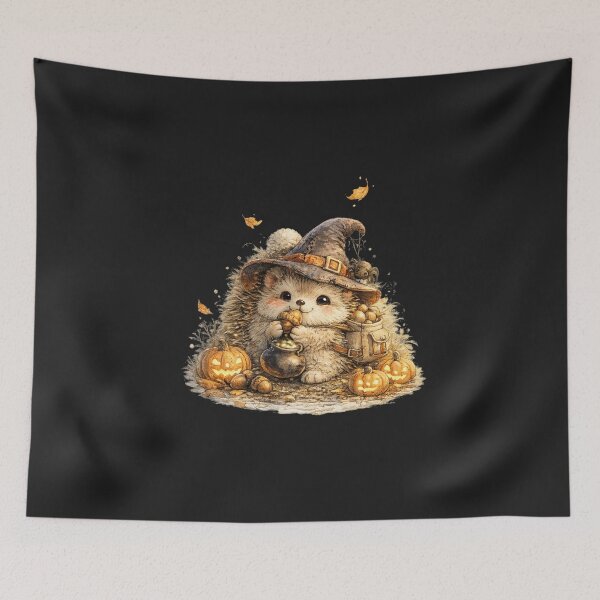 Item preview, Cute Halloween Hedgehog Watercolor – Kawaii Witch Hedgehog with Tiny Cauldron designed and sold by MagicMakerPh.