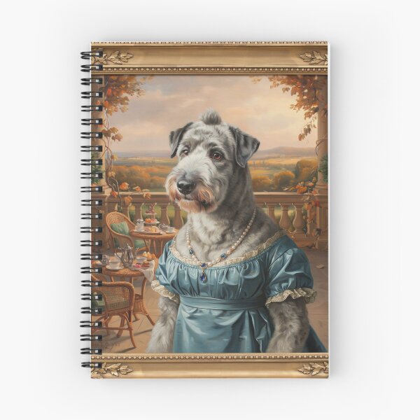 Item preview, a charming Old English Sheepdog (Bobtail) wearing an elegant royal dove-blue Regency-era empire-waist gown designed and sold by 123ks.