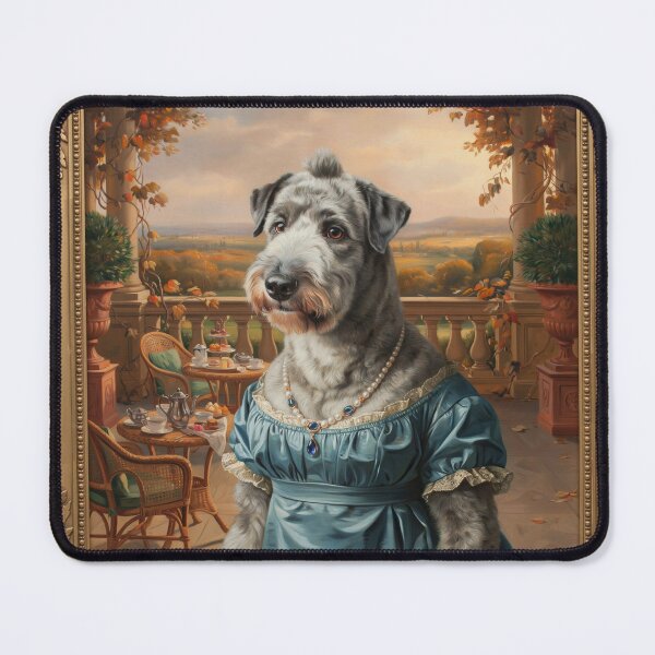Item preview, a charming Old English Sheepdog (Bobtail) wearing an elegant royal dove-blue Regency-era empire-waist gown designed and sold by 123ks.