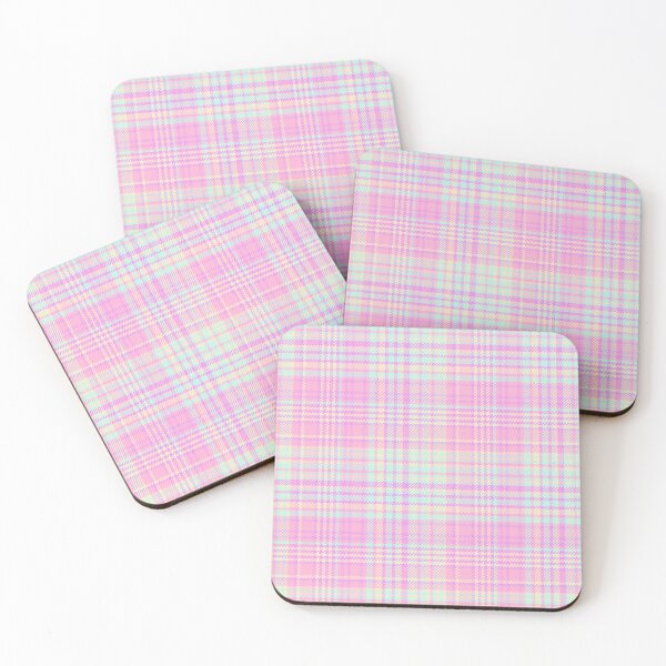 Aperçu de l'œuvre Motif tartan rose, jaune et bleu clair créée et vendue par TeeGeeTees.