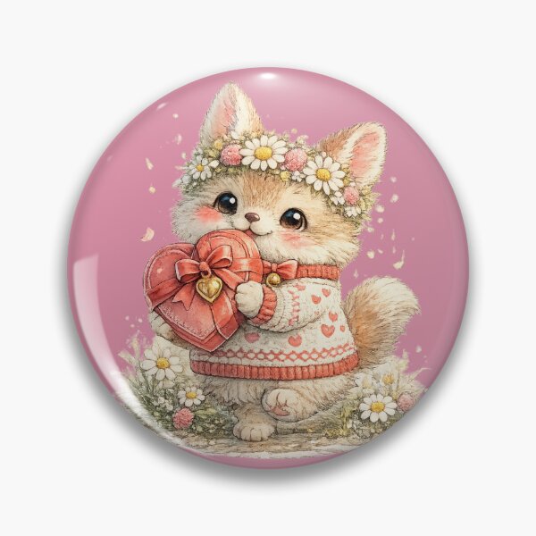 Item preview, Cute Valentine Cat Watercolor – Kawaii Kitty Holding Heart Chocolate Gift Box designed and sold by MagicMakerPh.
