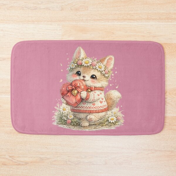 Item preview, Cute Valentine Cat Watercolor – Kawaii Kitty Holding Heart Chocolate Gift Box designed and sold by MagicMakerPh.