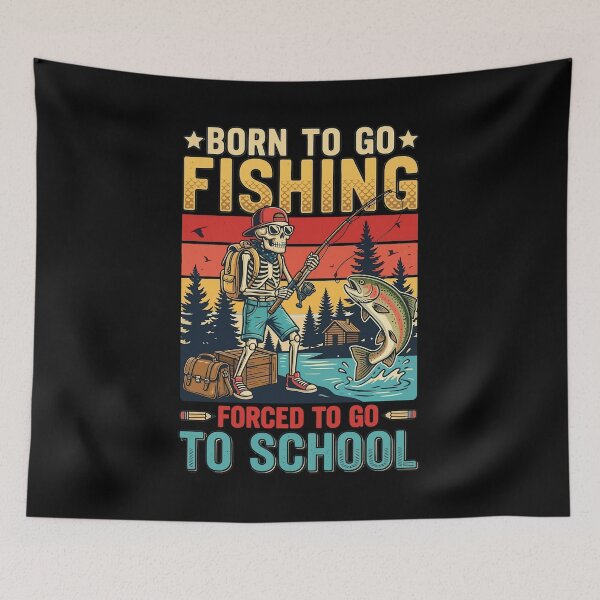 Item preview, Born to Go Fishing Forced School Funny Boys Kids Men Fishing T-Shirt designed and sold by stmpdwrld.