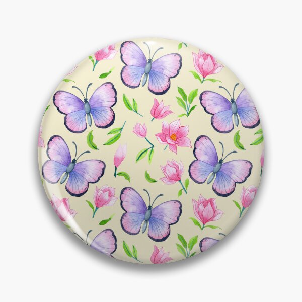 Item preview, Watercolor Butterfly & Magnolia Floral Pattern designed and sold by ByJYA.