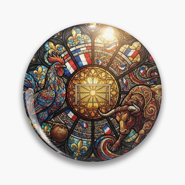 Item preview, World Cup 2026 France Spain Stained Glass Round Art designed and sold by VikrantCreative.
