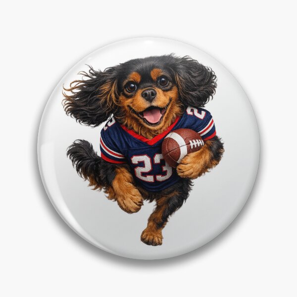 Item preview, Black and Tan Cavalier Playing Football designed and sold by SpottyRainbow.