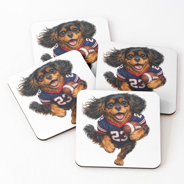 Item preview, Black and Tan Cavalier Playing Football designed and sold by SpottyRainbow.