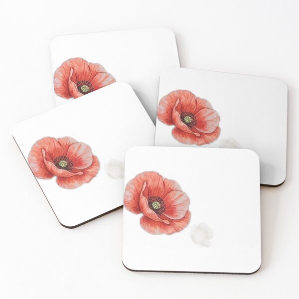Item preview, Red Poppy and Cotton Botanical Illustration designed and sold by GrzywaM.