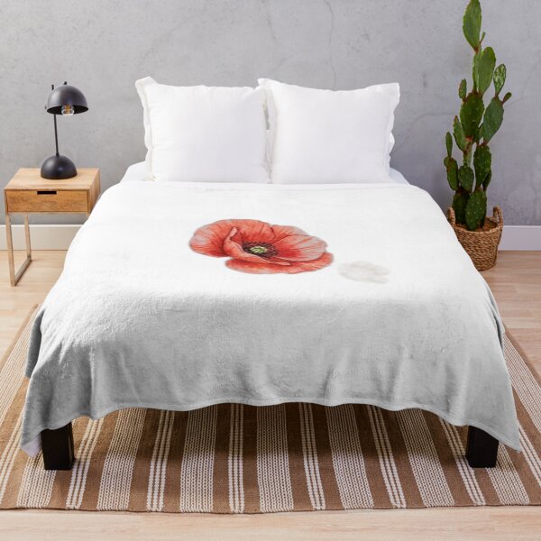 Item preview, Red Poppy and Cotton Botanical Illustration designed and sold by GrzywaM.