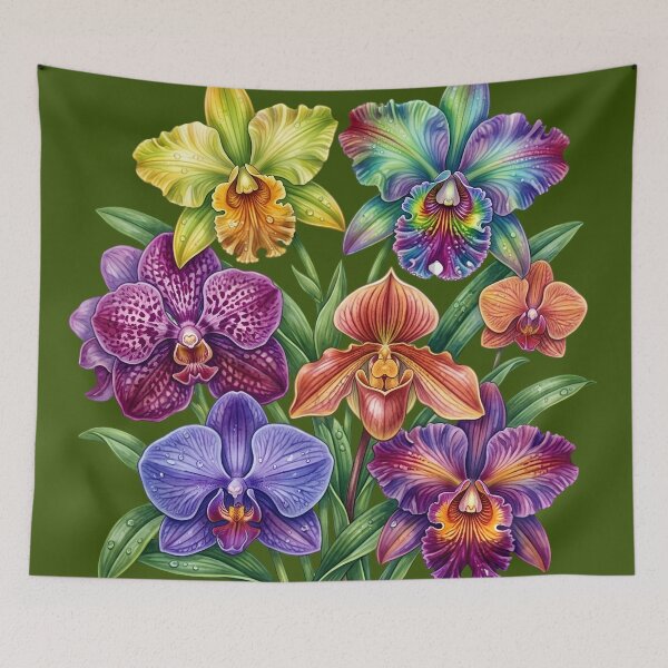 Item preview, Vibrant Orchid Bouquet – Rainbow Tropical Botanical Art designed and sold by digitalbob60.